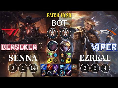 T1 Berseker Senna vs HLE Viper Ezreal Bot - KR Patch 10.20
