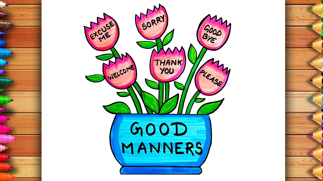 Good Manners Chart | Magic Words Drawing | Golden Words Easy Drawing | Good Manners School Project
