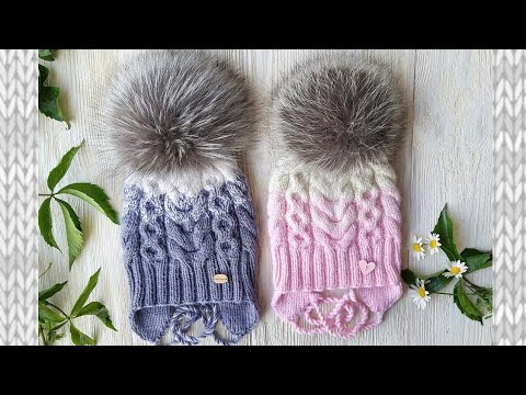 Детская шапка с узором косы и цепи. Подробный МК.