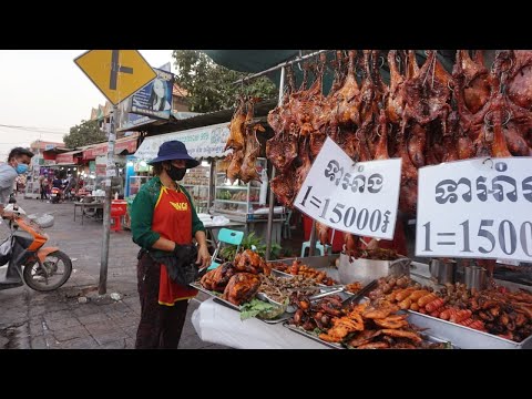 Amazing Street Food Near Chhouk Meas Market At Evening - Female & Male Chicken Shop @Chhouk Meas Ep1