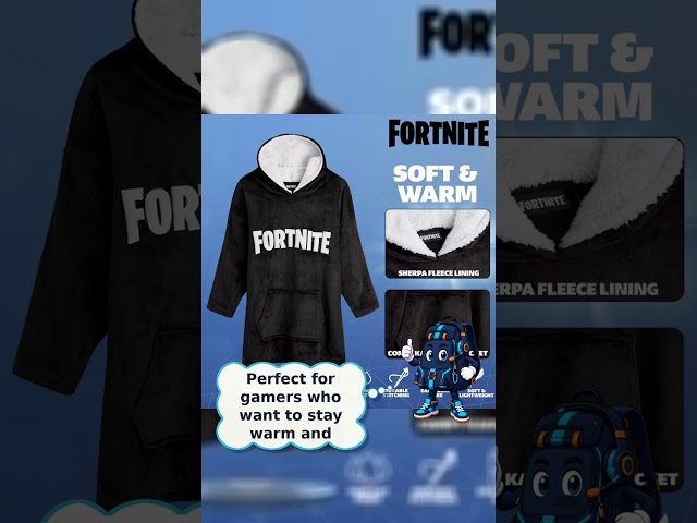 Vídeo relacionado con Fortnite Oversized Hoodie, Sudadera Manta con Capucha para Niños y Adolescentes +14 Poncho Manta Extra Largo Regalos para Gamers (Azul Niños)