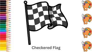 Checkered Flag - Sketch Art and Paint | Step by step tutorial | Pencil to Palette