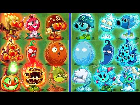 All Plants Same Shape Team ICE vs FIRE Battlez - Who Will Win? - Pvz 2 Team Plant