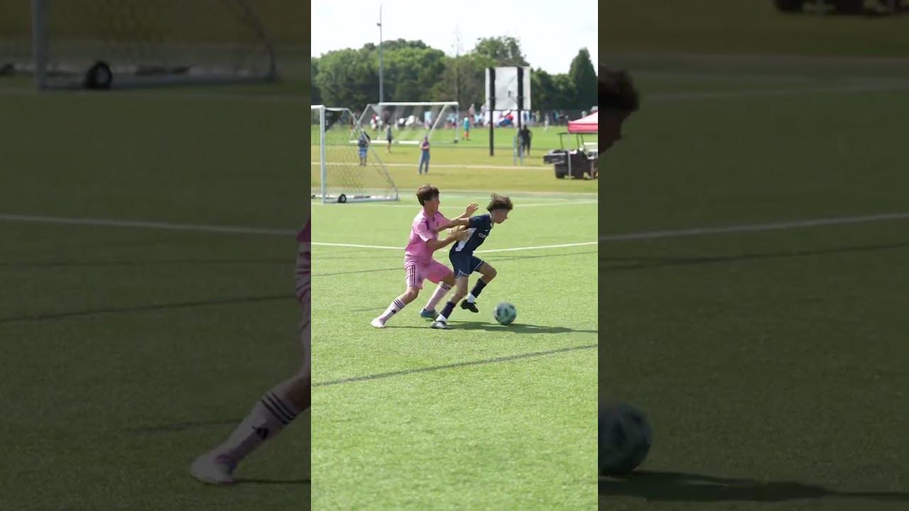 Thiago Messi and Jackson Ray (67) going at it at MLS NEXT CUP