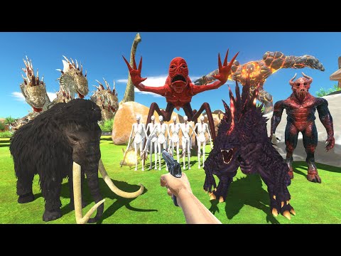 Jurassic World Evolution Camping Dinosaurs revolt battle with Titanus Red + Godzilla + SCP 096