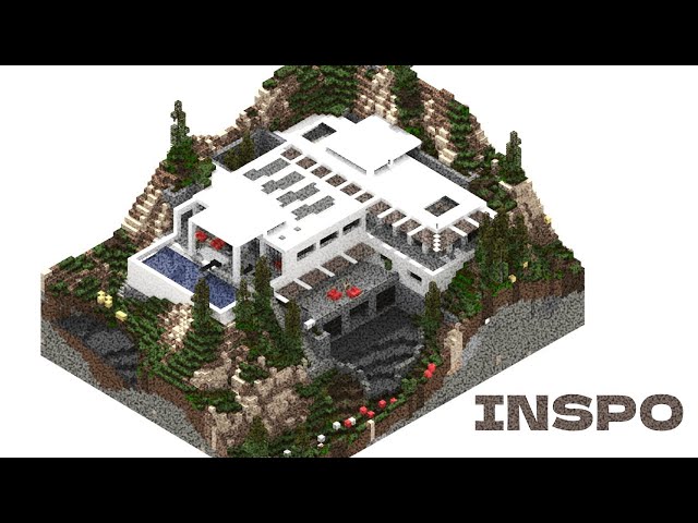 Rich hillside Mansion w/ furniture [ModernCraft commission] Minecraft Map