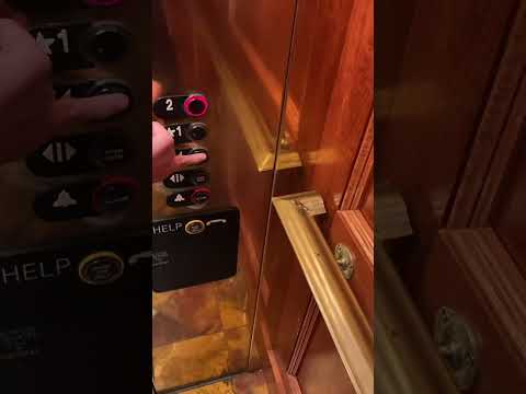 Beautiful gold Thyssenkrupp Aurora SVL 30 oildraulic elevator at The Shire building A