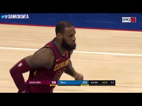 LeBron James Triple Double 2018.4.6 Cleveland Cavaliers vs 76ers 44 11 11, SAVAGE Dunk!