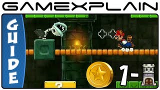 New Super Mario Bros. 2:  World 1 Fortress Star Coin / Secret Exit Guide & Walkthrough