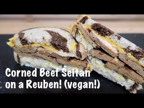 Corned Beef Seitan on a Reuben! (vegan!)