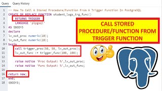 How To Call A Stored Procedure/Function From A Trigger Function In PostgreSQL || PostgreSQL Triggers