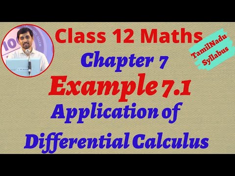 12th Maths Example 7.1  Application of Differential Calculus Chapter 7 Tamilnadu Syllabus Alexmaths