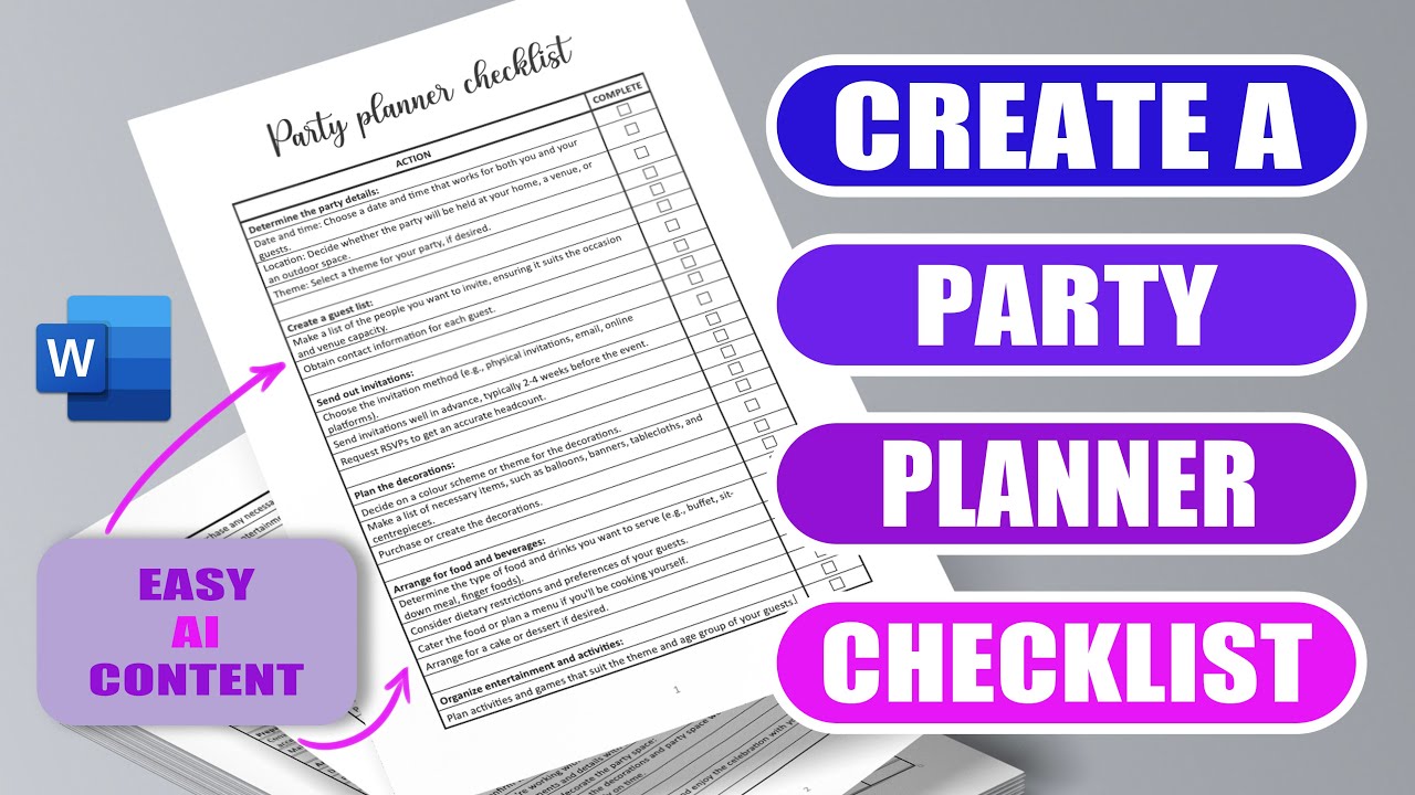 Create a Party Planner Checklist in Word (Easy timesaver tip)