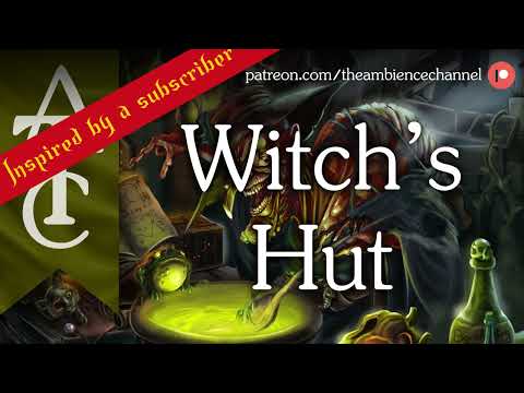 RPG | D&D Ambience - Witch's Hut (boiling cauldron, fire, wolves and ravens outside, cackling)
