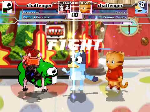 MUGEN: Dopefish (Me) & Chili & Pepper vs Daniel Tiger & Bluey (Remake)