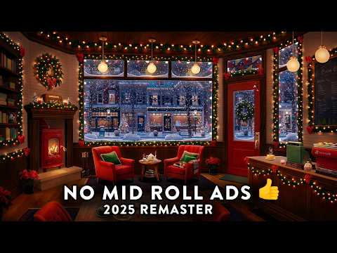 A Christmas Cafe Ambience with Christmas Jazz Music & Crackling Fire [2025 Remaster] [No Mid Ads]