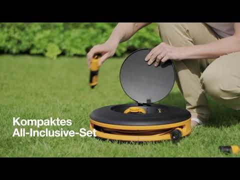 Fiskars laistymo ritė su žarna Waterwheel S su sieniniu laikikliu (1026376) video