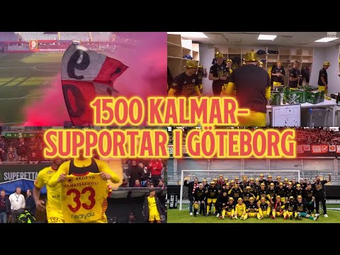 1500 Kalmar-supportrar fick uppleva uppflyttningen borta mot Örgryte (Bränning, Firande, Intervjuer)