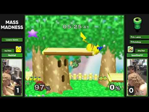 Mass Madness 51 SSBM - Nairial (Pikachu) vs. bonfire10 (Sheik) - Melee LSF