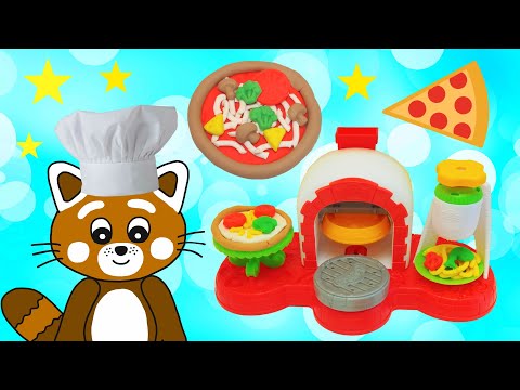 Pukkins gör roliga pizzor i Play Doh - Lek och lär dig färger - Lek med oss