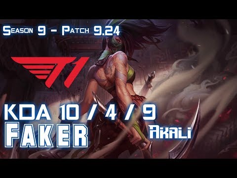 T1 Faker AKALI vs LUCIAN Mid - Patch 9.24 KR Ranked