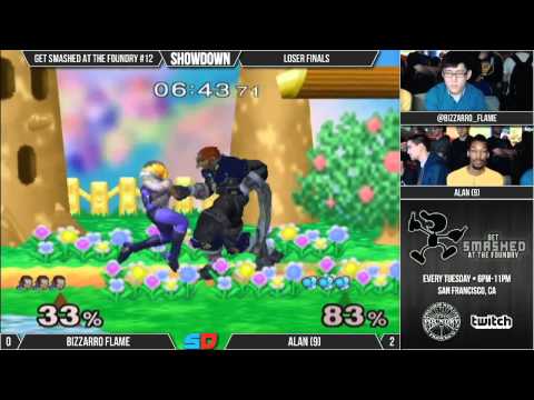 Get Smashed at the Foundry #12 - Loser Finals - Bizzarro Flame (C. Falcon, Ganon) vs Alan (Sheik)