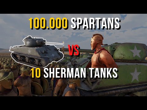 10 Fullauto Sherman Tanks Vs 100.000 Spartans - Ultimate Epic Battle Simulator 2 - UEBS 2