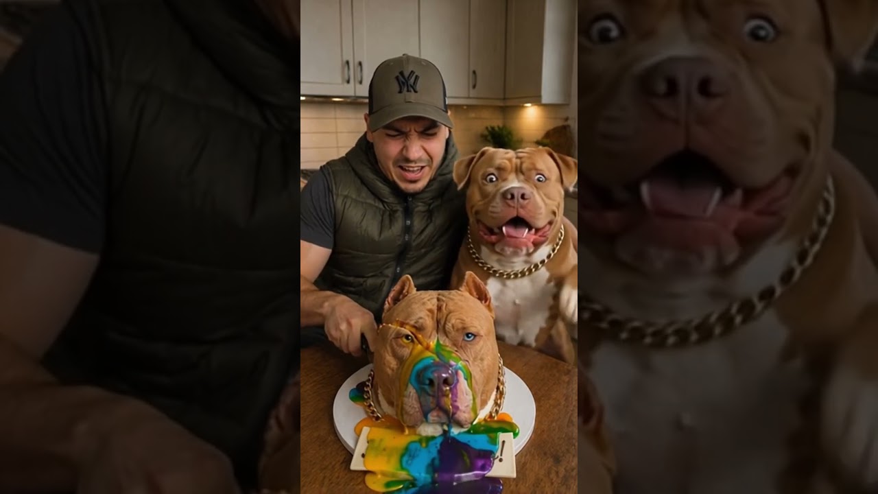 A life-sized dog-shaped cake filled with colorful liquid! Watch my dog’s reaction!
