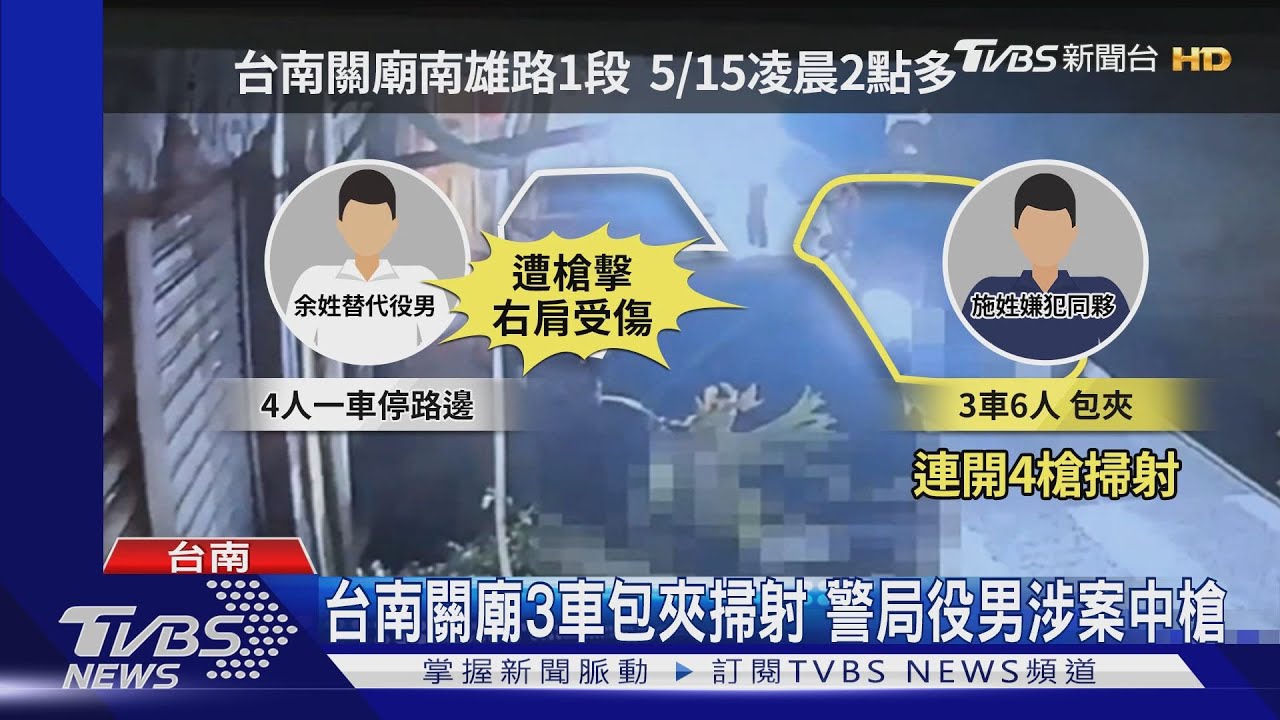 台南關廟3車包夾掃射 警局役男涉案中槍