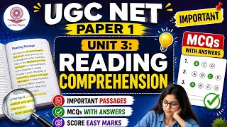 Unit 3: Reading Comprehension (A passage of text with questions) | UGC NET paper 1