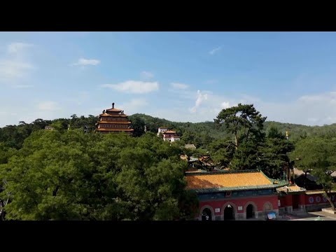 Local panorâmico do Templo de Puning visto do céu, cidade de Chengde, província de Hebei