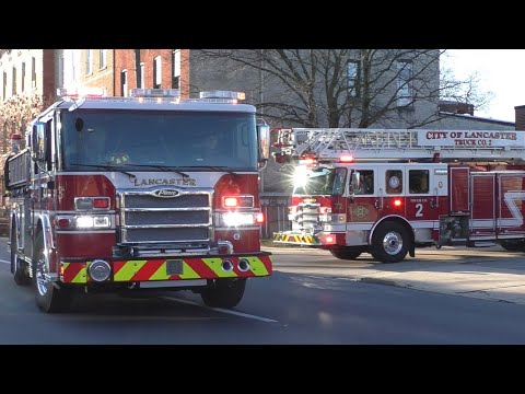 Lancaster City Bureau of Fire Brand New Engine 3 & Truck 2 Responding 2/14/20