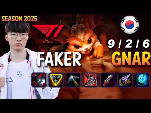 T1 Faker GNAR vs PANTHEON Top - Patch 25.09 KR Ranked | lolrec