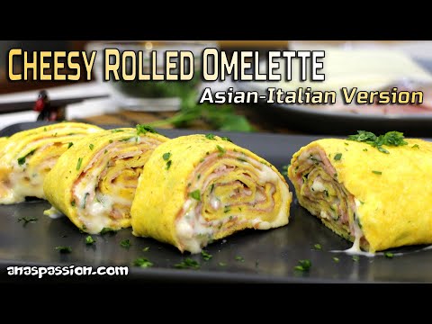 Italian Cheesy ROLLED OMELETTE | Japanese and Korean Inspired | Omelette Roll