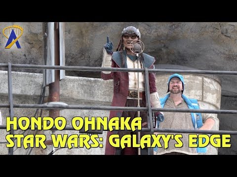 Hondo Ohnaka welcomes visitors to Black Spire Outpost at Star Wars: Galaxy's Edge