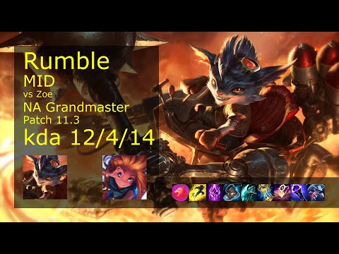 Rumble Mid vs Zoe - NA Grandmaster 12/4/14 Patch 11.3 Gameplay