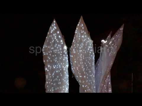 Farfalle con ali led su trampoli