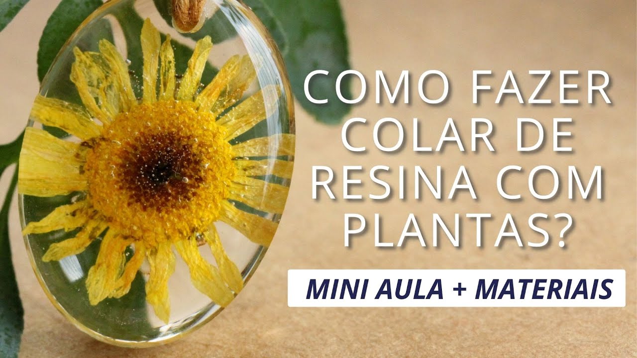 Como fazer colar de resina com plantas/flores sem lixar e polir? Mini aula + materiais + rendimento