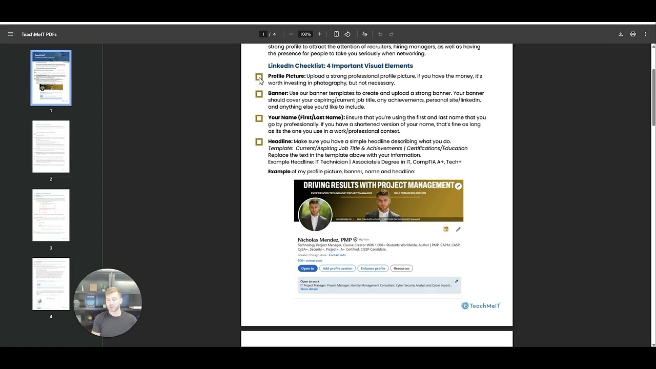LinkedIn - LinkedIn Profile PDF Checklist