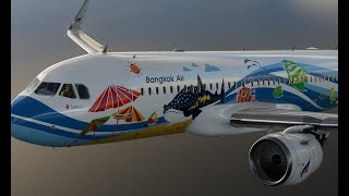 A320 Bangkok Airlines HS-PGW Samui Livery 8K - Asobo version video