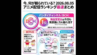 2026/08/05 - Daily SVOD Anime Ranking｜鬼の花嫁と洞窟王が全サイトを席巻