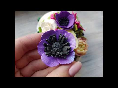 How to make anemone flower from polymer clay, DIY, polymer clay tips and tricks, Cernit & Pardo clay