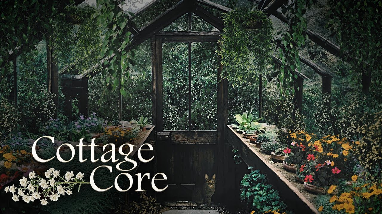 Rainy day in the Greenhouse ◈ Cottage Core Aesthetic ASMR Ambience ◈ Nature Sounds ◈ Soft Music