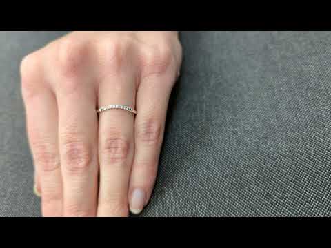 Curved Salt and Pepper Diamond Wedding Band Half Eternity Thin 14K 18K Gold Platinum Gradient Ombre