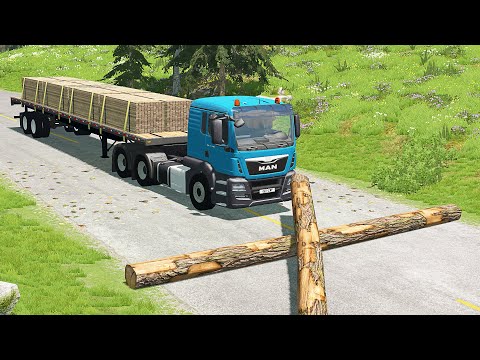 Mobil vs Fallen Tree #2 - BeamNG Drive