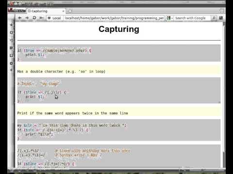 Beginner Perl Maven tutorial: 9.2 - Regex capturing