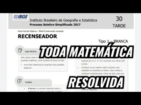 PROVA RECENSEADOR DO IBGE 2017 RESOLVIDA (MATEMÁTICA)