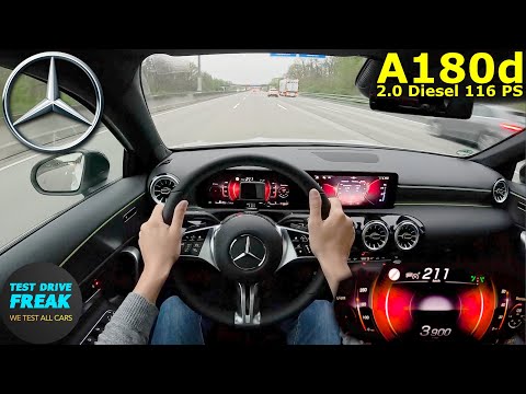 2025 Mercedes A180d Sedan 2.0 Diesel 116 PS 🚀Top Speed POV Drive  Autobahn No Speed Limit