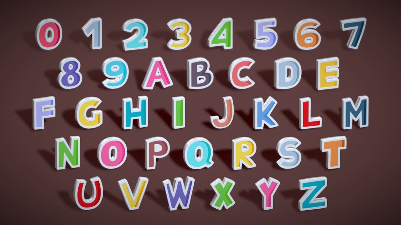 Simple Alphabets Numbers Pack 8 - Stylized Toon Metallic - Kids Learning Kit 3D Model