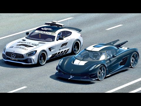Koenigsegg Jesko Absolut vs F1 Safety Car with Jet Engine - Drag Race 20 KM